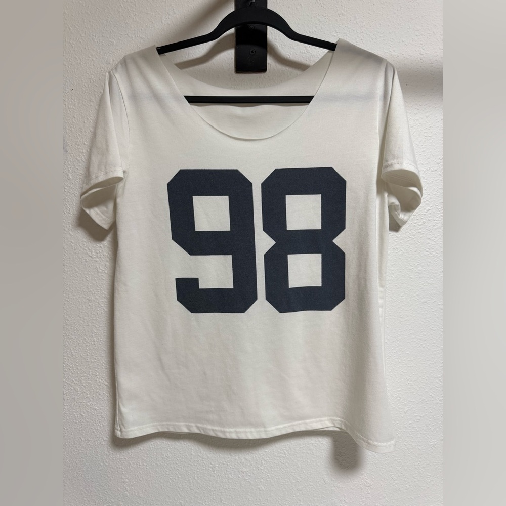 White T-Shirt with Black Number 98